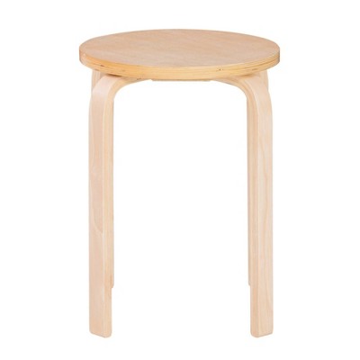 Set of 4 Natural Finish Bentwood Stackable Stools
