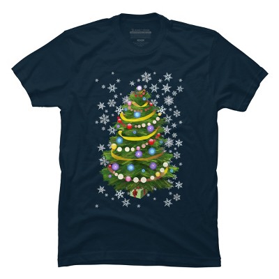 Men's Design By Humans Christmas Tree and Snowflakes By IvaW T-Shirt