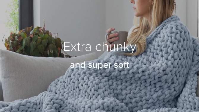 Chunky Knit Throw Blanket Braided, Soft & Cozy - Becky Cameron, 2 of 13, play video