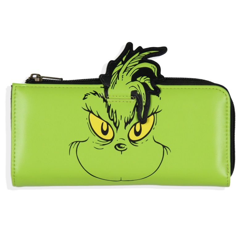 How The Grinch Stole Christmas 3D Character Faux Leather Zip Closure Wallet Green, 1 of 5