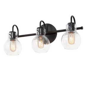 LNC Charm 22-in 3-Lights Matte Black with Clear Glass Shade Modern/Contemporary Vanity Lights - 1 of 1