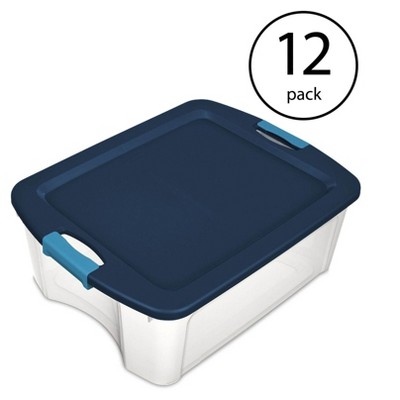 Sterilite 12 Gallon Latch and Carry Storage Tote Box Container, Clear  (12 Pack)