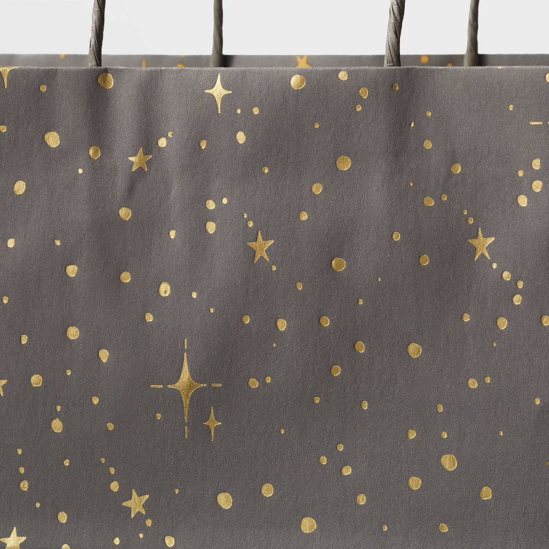 Foil Star Dotted Medium Gift Bag Gray - Spritz&#8482;: Elegant Polka Dots, Paper, for Christmas & Graduation Events, 4 of 8