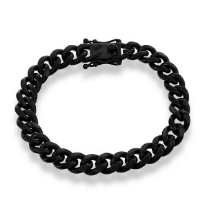 Metallo Stainless Steel 10mm Miami Cuban Link Bracelet - Matte Black - Black - 8.5 Inch - 1 of 4
