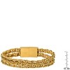 Steeltime Men's stainless steel double row wheat chain bracelet. Color Options: Silver, Gold - 3 of 4