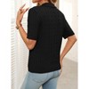 Coolmee Women Casual Lapel V Neck Cable Short Sleeve Knit Soft Pullover Sweater Tops - 4 of 4