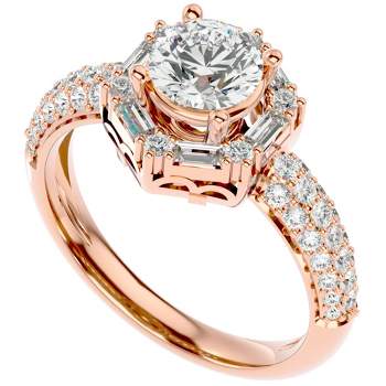 Pompeii3 1 1/2Ct Diamond & Moissanite Accent Engagement Ring in 10k Gold