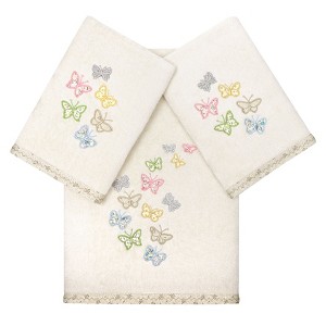 Linum Home Textiles 100% Turkish Cotton MARIPOSA Embellished Towel Set - 1 of 4