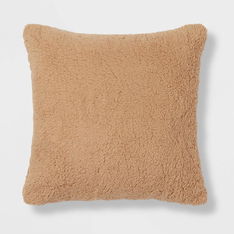 Solid Faux Shearling Throw Pillow - Threshold™, 1 of 5