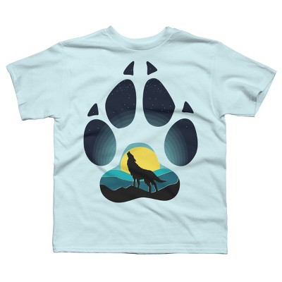 Boy's Design By Humans Wolf's paw. The wolf and the moon By ArtistDreams T-Shirt