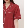 cheibear Women's Notched Collar Button Down Pajama Shirt Dress with Pocket - 4 of 4