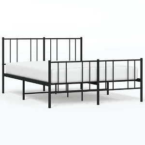 vidaXL Metal Bed Frame without Mattress with Footboard Black Full - 1 of 4