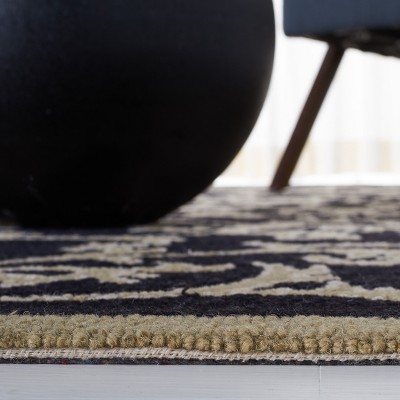 Chelsea Black and Olive Hand-Hooked Wool Area Rug