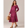 Seta T Women's Fall Casual Crewneck Flowy Tiered Boho Maxi Dress with Pockets - 2 of 4