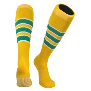 PEAR SOX Striped OTC Baseball, Softball, Football Socks - Gold, White, Kelly Green (C) - 1 of 4