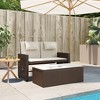 vidaXL Reclining Patio Bench/Sofa Bed with Cushions - Brown Poly Rattan, Foldable Side Tables, UV-Resistant, Adjustable Backrest - 3 of 4