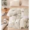 Queen Beige Striped Duvet Cover Set, 100 Washed Cotton, Grey Vertical Ticking Stripes, Zipper Closure Set of 3 - 3 of 4