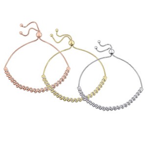 EVERLY JEWELRY | 3 PC Set Of White Yellow and Rose Plated Silver 3/4ct TDW Diamond Bolo Bracelets - 1 of 4