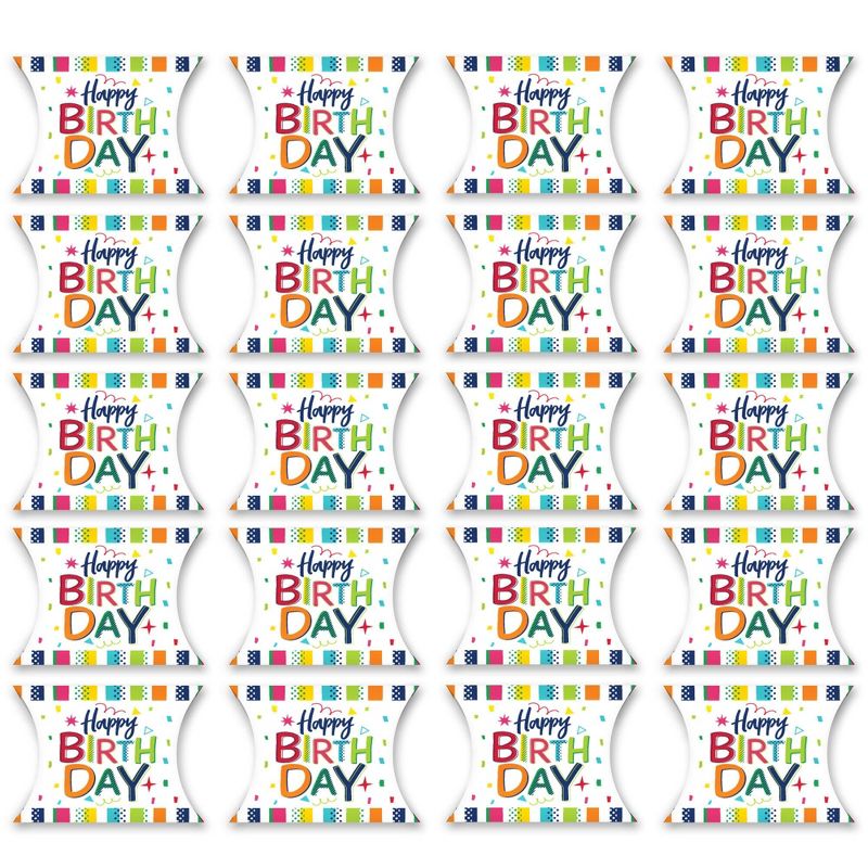 Big Dot of Happiness Cheerful Happy Birthday - Favor Gift Boxes - Colorful Birthday Party Petite Pillow Boxes - Set of 20, 5 of 9