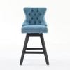 CAVINAS Swivel Barstools Set of 2, Velvet Bar Stool with Wooden Legs, Button Tufted Counter Height Bar Chair for Bar, Kitchen, Dining Room - 3 of 4
