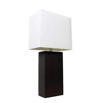21" Lexington Leather Base Modern Home Decor Bedside Table Lamp with Fabric Shade - Lalia Home