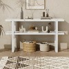 Wooakway Retro Console Table With 2-Tier Open Storage Shelf, Sofa Table, Narrow Entryway Table With Marble-Effect Top For Hallway, Living Room - 2 of 4