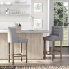 Vatros Modern Bar Stools, Tufted Upholstered Barstools, Pub Chairs with Back, Rubber Wood Legs for Kitchen, Dinning Room, Set of 2 - 4 of 4