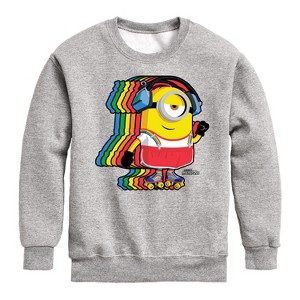 Boys' - Despicable Me Minions - Retro Rainbow Skater Graphic Long Sleeve Fleece Sweatshirt - 1 of 4