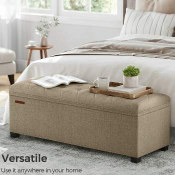 SONGMICS 15.7 x 43.3 x 15.7 Inches Storage Ottoman Bench Hold up to 660lbs Bedroom Ottoman Bench Enough Storage Light Taupe