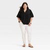 Women's Balloon Elbow Sleeve V-Neck Button-Down Shirt - Ava & Viv™ - 3 of 3