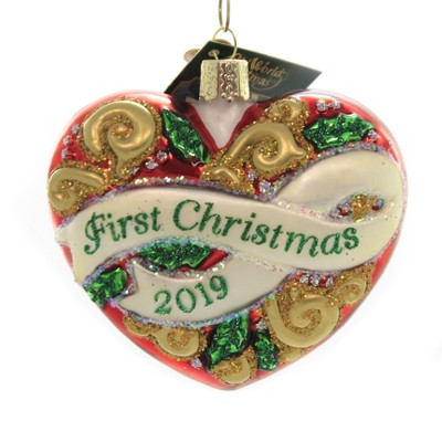 Old World Christmas 3.5" 2019 First Christmas Heart Celebrations  -  Tree Ornaments