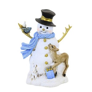 Roman 7.25 In Snowman Wearing Blue Scarf Stick Arms Snowman Figurines - 1 of 3