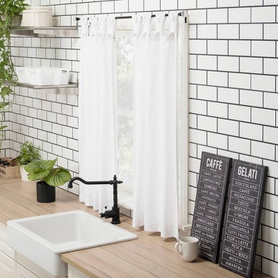 White Cotton Twist Tab Light-Filtering Kitchen Curtain Tiers