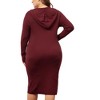 Agnes Orinda Women's Plus Size  V Neck Long Sleeve Knit Midi Pullover Hooded Sweater Dresses - 4 of 4