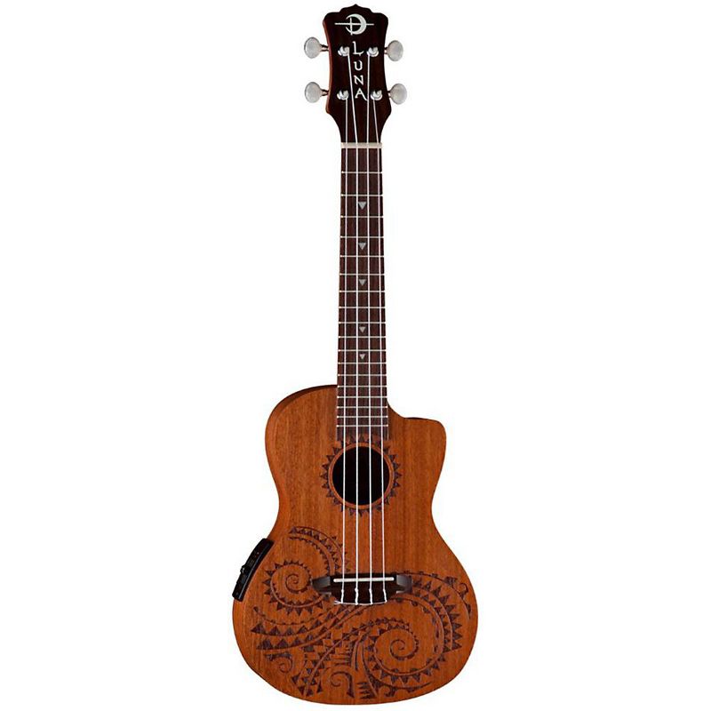 Luna Guitars Tattoo Mahogany Concert Acoustic-Electric Ukulele, 1 of 4