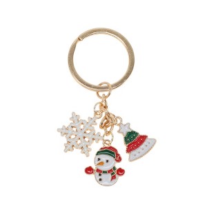 Unique Bargains Christmas Keychain Double Ring Zinc Alloy Multicolored 1 Pc - 1 of 3