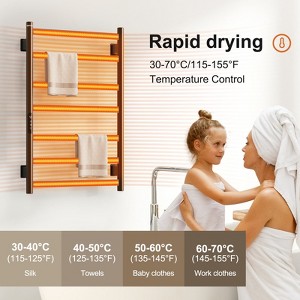 7-Bar Electric Heated Towel Rack Wall-Mounted Stainless Steel with Touchscreen Timer and Temperature Control - 1 of 4