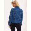 INSPIRE CHIC Women's Denim Button Down Turndown Collar Long Sleeve Ruffle Hem Peplum Jean Jackets - 4 of 4