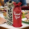 Wrapables Reusable Burlap Wine Bags, Rustic Gift Bags with Drawstring (Set of 8), Burgundy & Natural - 3 of 4