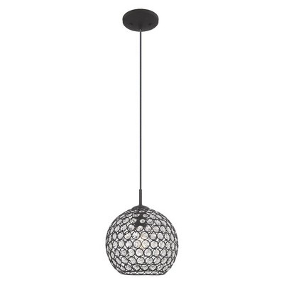 Cassandra Black Mini Globe Pendant with Crystal Accents