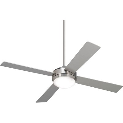 52" Casa Vieja Modern Indoor Ceiling Fan with Light LED Dimmable Remote Brushed Nickel Silver Blades White Opal Glass Living Room Kitchen