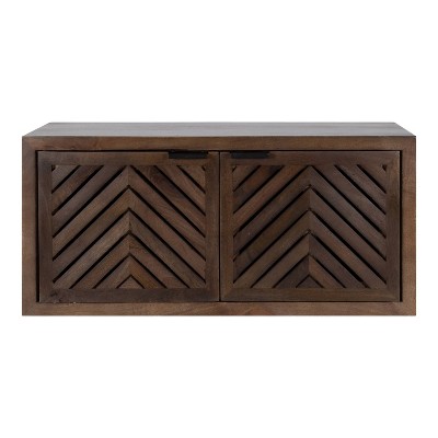 30" x 10" x 14" Mezzeta Decorative Coastal 2 Door Wall Cabinet Natural Wood - Kate & Laurel All Things Decor