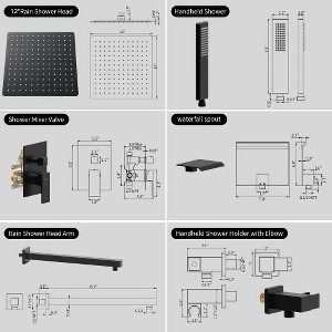 Folding Bathtub Shower Faucet with Rain Shower Head & Handheld, Tub Faucet Set for Bathroom, 3-Function Tub Shower Rough-in Valve and Diverter with Male NPT - 1 of 4