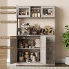 67 Inch Farmhouse Kitchen Hutch with LED Lighting, 3-Drawer Freestanding Cabinet with Countertop for Dining & Storage, for Living Room - 4 of 4