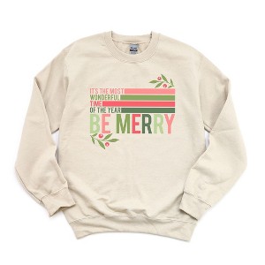 Simply Sage Market Women's Graphic Sweatshirt Be Merry Stripes - 1 of 2