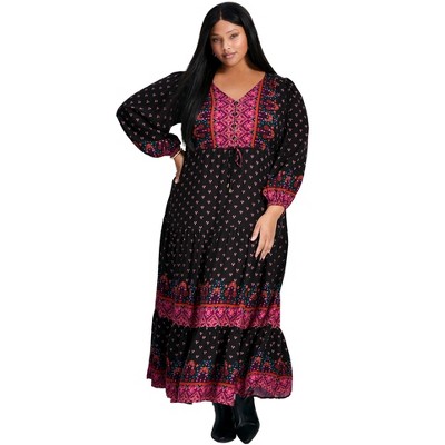 Avenue Women's Plus Size Ellery Long Sleeve Maxi Dress