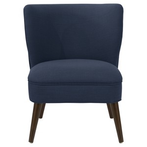 Lena Armless Pleated Chair Navy Linen - Cloth & Co., Blue Linen