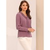 INSPIRE CHIC Women's Long Sleeve Pleated Tie Neck Office Blouses - 3 of 4