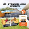 Wooden Sandbox with Adjustable Canopy, Foldable Bench Seats & Bottom Liner for Kids Outdoor Play - 4 of 4