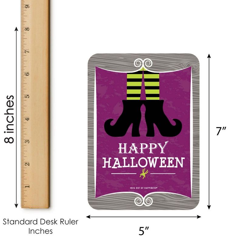 Big Dot of Happiness Happy Halloween - Bar Bingo Cards and Markers - Witch Party Shaped Bingo Game - Set of 18, 4 of 5